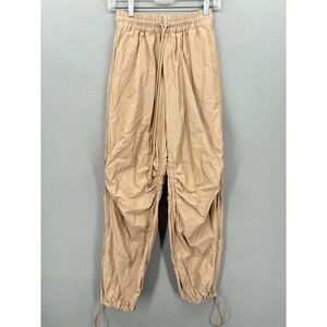 A.L.C. Pants Womens 00 Beige Ruched Jogger Elastic Waist Drawstring Made USA